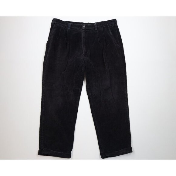 Vintage 90s Streetwear Mens 40x29 Distressed Heavy Wide Leg Corduroy Chino Pants - Picture 1 of 16